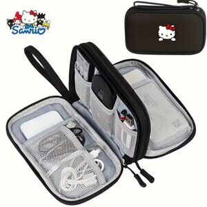 Hello Kitty Large-Capacity Cable Organizer Case Cute Sanrio Cartoon Storage Box